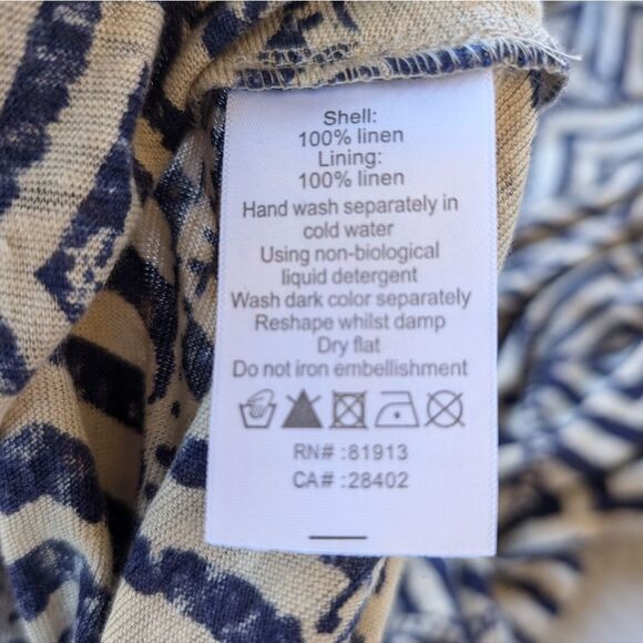 NWT Anthro Plenty Tracy Reese Linen Surplice Sack Dress M Geometric Print - Picture 8 of 8